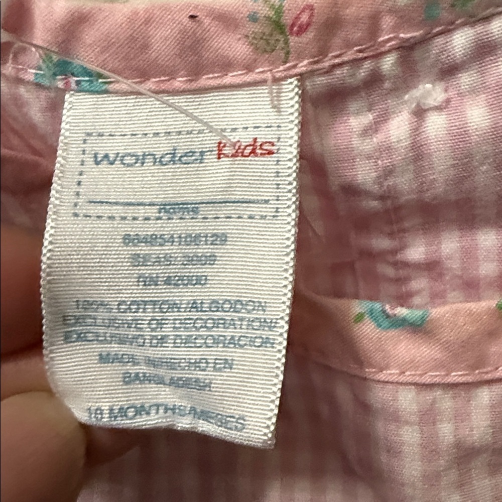 Wonderkids Pink Tiered Floral Cotton Dress with Blue Accents - Picture 3 of 4